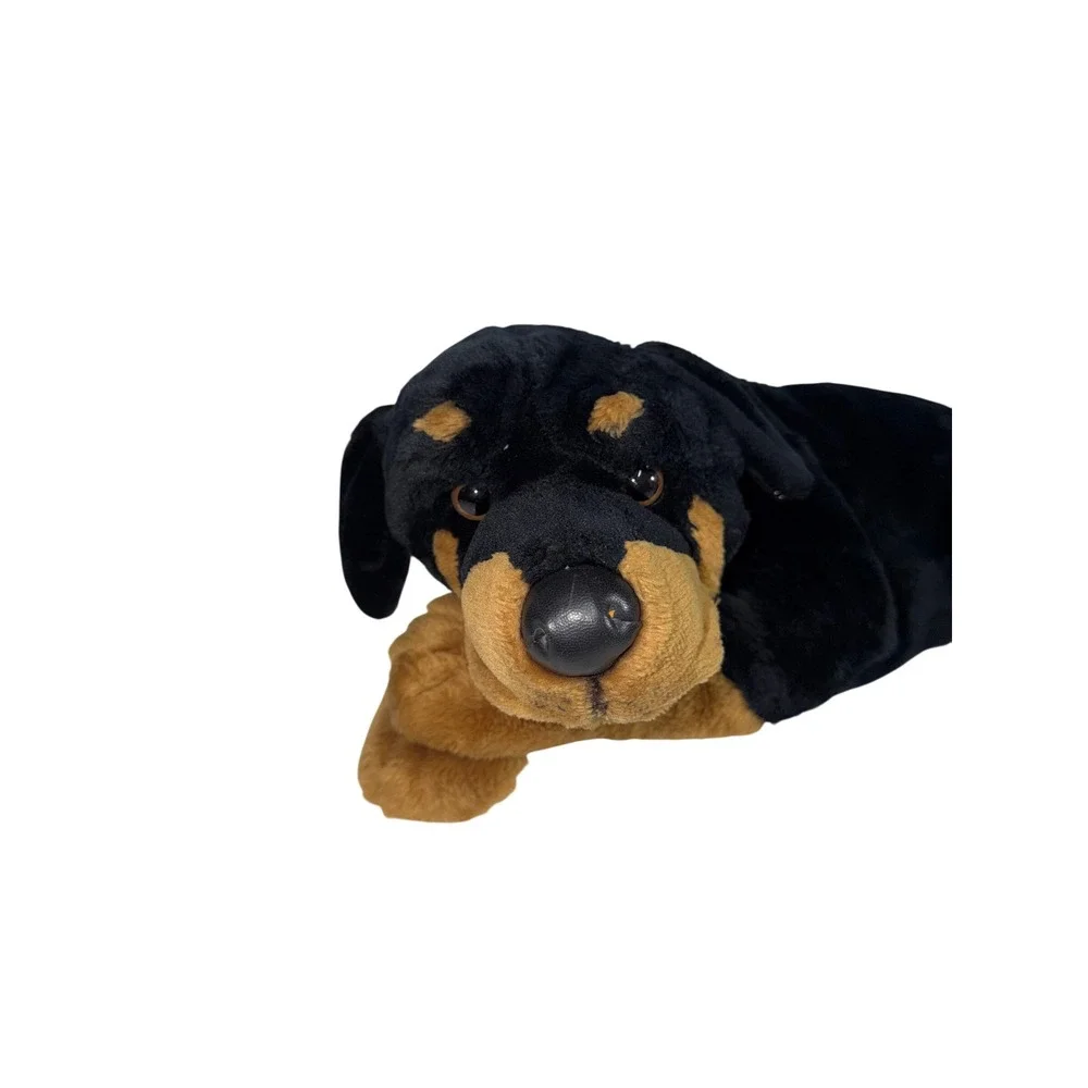 E& J Classic Rottweiler Plush Dog Stuffed Animal Black Tan Laying Realistic 22